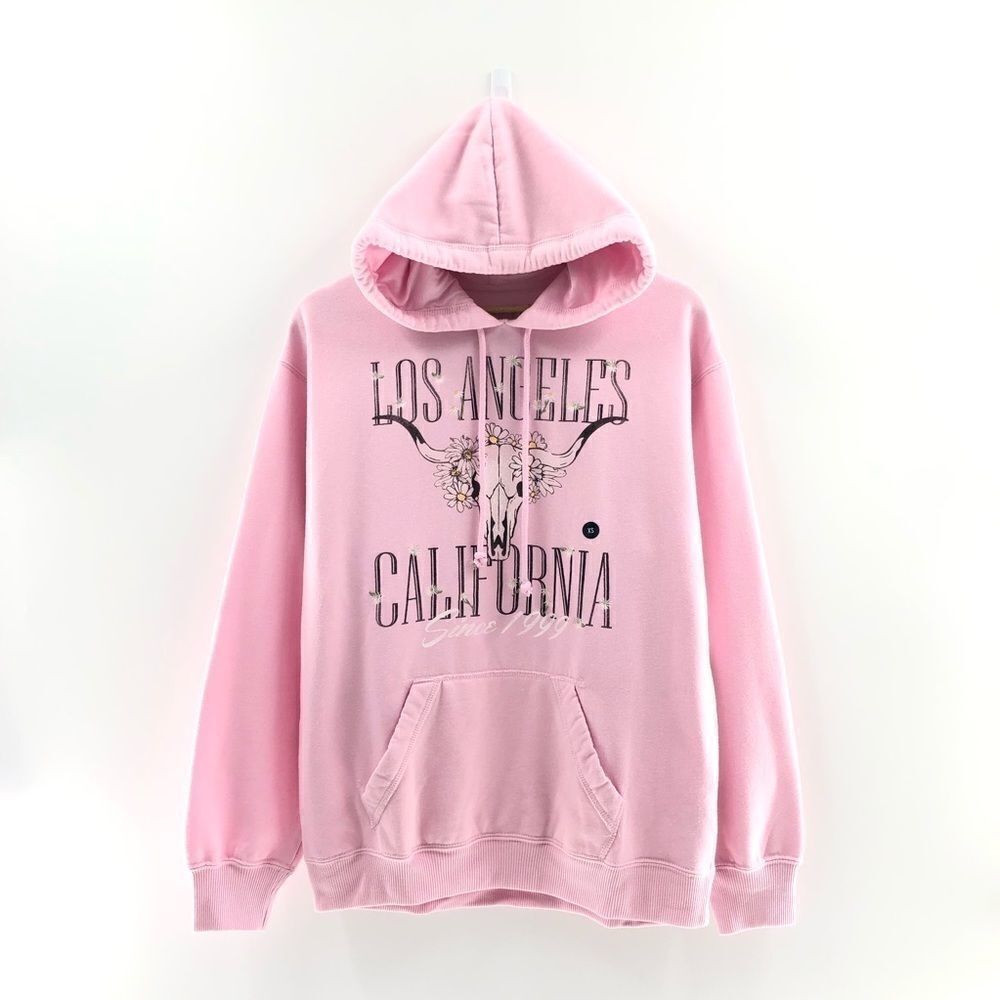 Hollister Pink Hoodie Bull head Print S and XS‎
